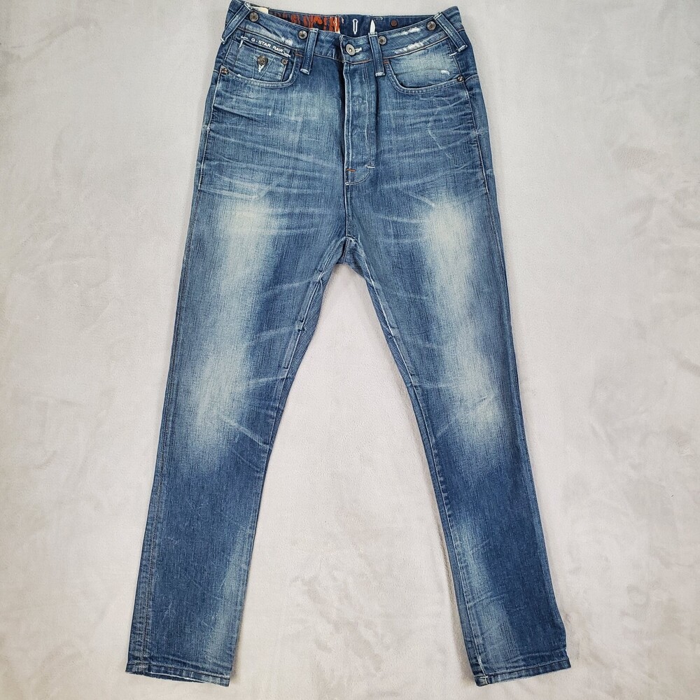 G Star Raw Jeans 3301 Hank Loose Tapered Womens Size 27 High Rise Made in Italy